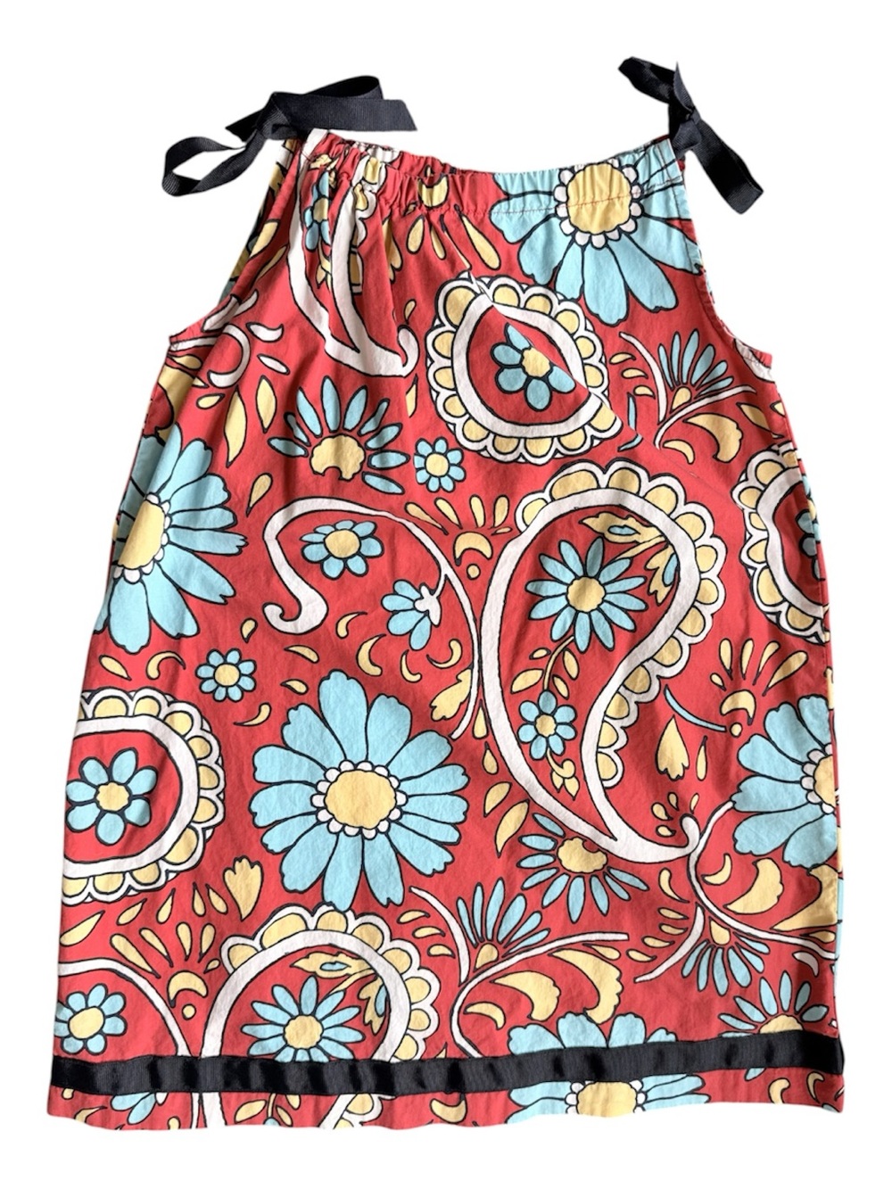 Hanna Andersson Red Paisley Sundress with Blue and Yellow Flowers 120